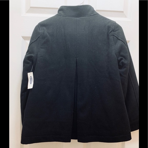 NWT Black Old Navy Wool Swing Coat With Button Closure Teen Girl's Size Large - Picture 2 of 4